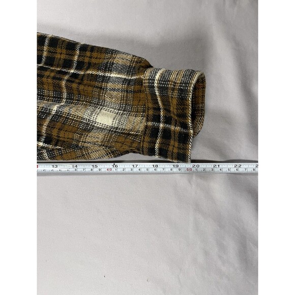 Wolverine Men’s Flannel Shirt XL Brown Black Plaid Long Sleeve ButtonUp Workwear - Picture 11 of 13